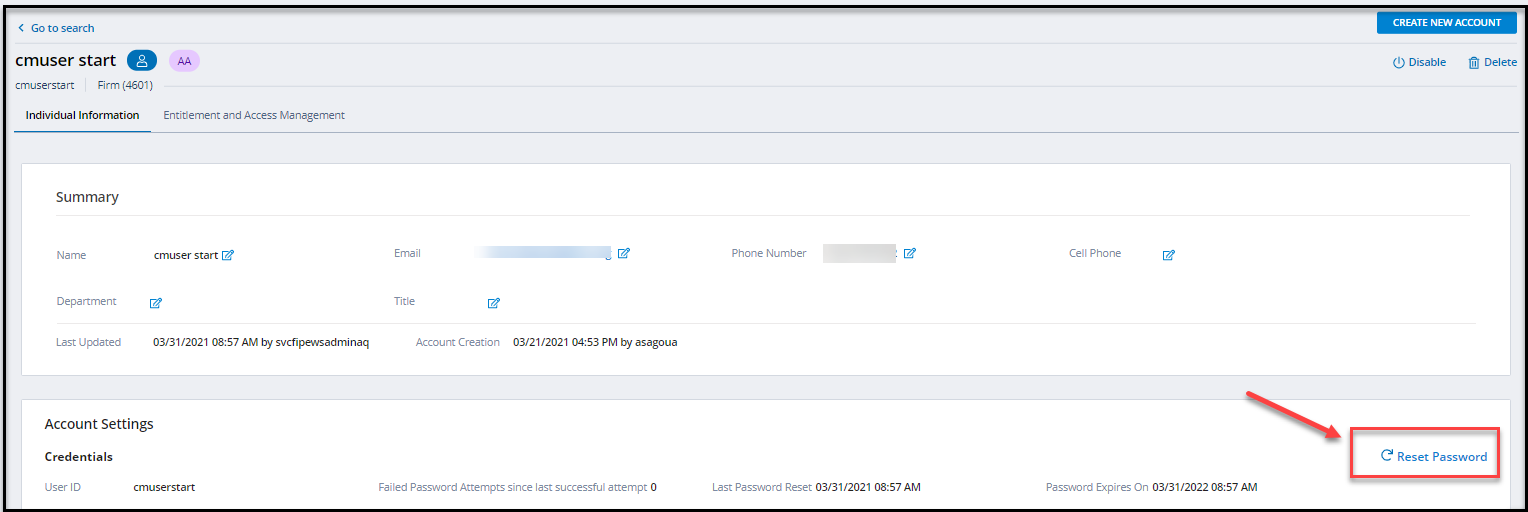 Section 11 Step 1 - Reset Password